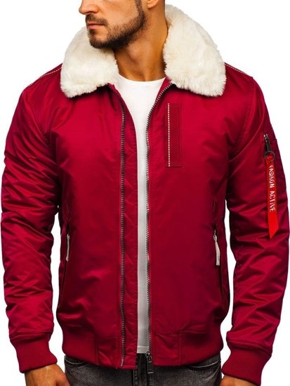 Chaqueta de entretiempo aviador para hombre granate Bolf EX1787