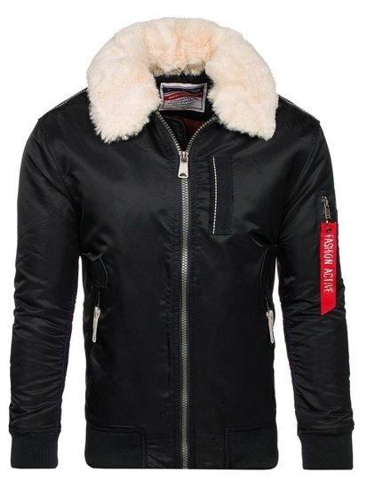 Chaqueta de entretiempo aviador para hombre negro Bolf EX1787