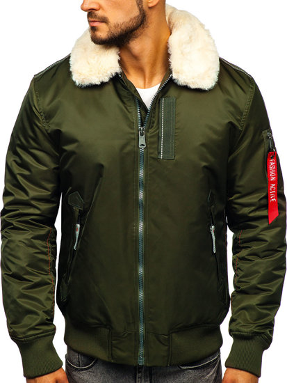 Chaqueta de entretiempo aviador para hombre verde Bolf 1787