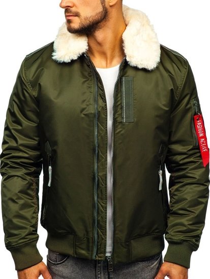 Chaqueta de entretiempo aviador para hombre verde Bolf EX1787