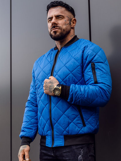 Chaqueta de entretiempo bomber para hombre azul Bolf MY-01