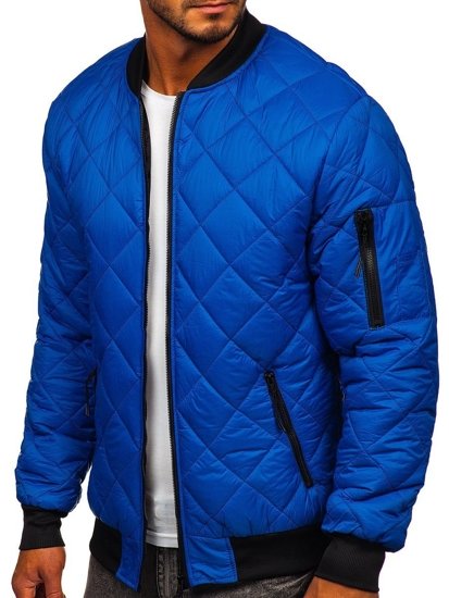 Chaqueta de entretiempo bomber para hombre azul Bolf MY-01