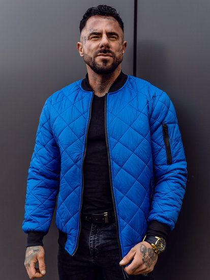 Chaqueta de entretiempo bomber para hombre azul Bolf MY-01