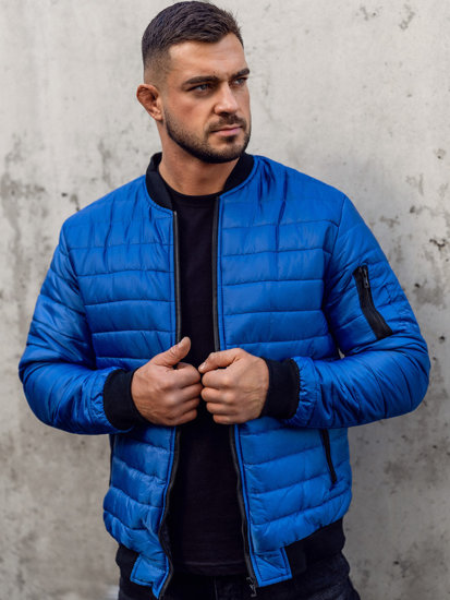 Chaqueta de entretiempo bomber para hombre azul Bolf MY-02