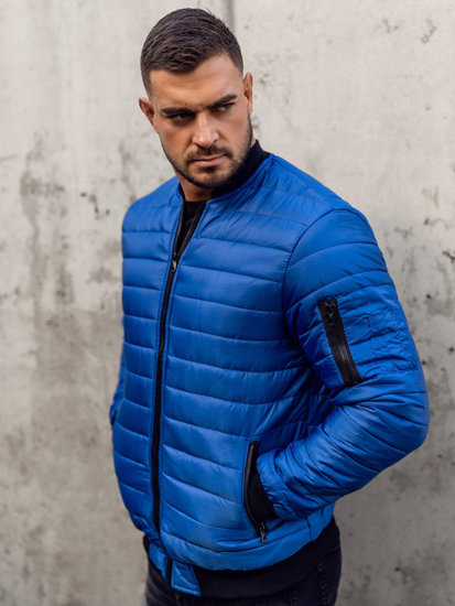 Chaqueta de entretiempo bomber para hombre azul Bolf MY-02