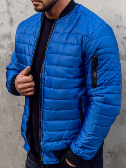 Chaqueta de entretiempo bomber para hombre azul Bolf MY-02