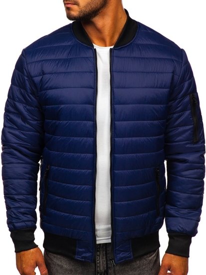 Chaqueta de entretiempo bomber para hombre azul oscuro Bolf MY-02