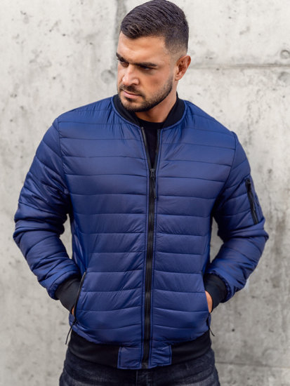 Chaqueta de entretiempo bomber para hombre azul oscuro Bolf MY-02