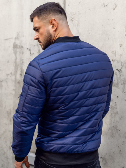 Chaqueta de entretiempo bomber para hombre azul oscuro Bolf MY-02