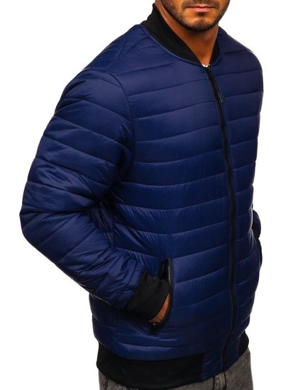 Chaqueta de entretiempo bomber para hombre azul oscuro Bolf MY-02