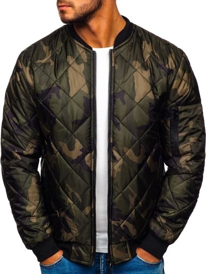 Chaqueta de entretiempo bomber para hombre camuflaje caqui Bolf MY01