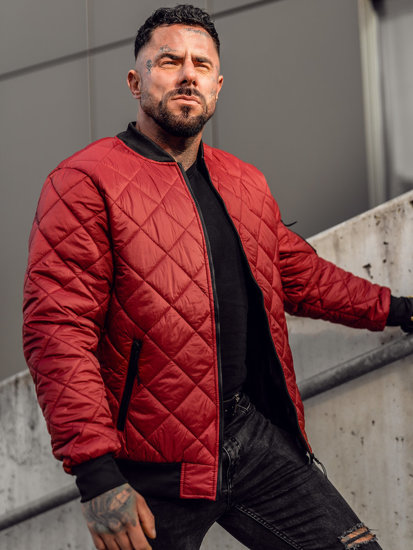 Chaqueta de entretiempo bomber para hombre granate Bolf MY-01