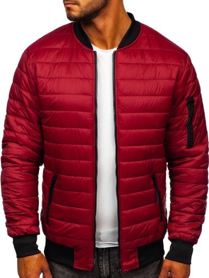 Chaqueta de entretiempo bomber para hombre granate Bolf MY-02