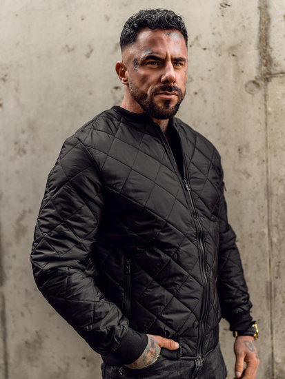 Chaqueta de entretiempo bomber para hombre negro Bolf MY-01