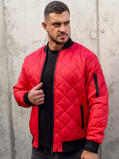 Chaqueta de entretiempo bomber para hombre rojo Bolf MY-01