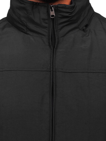 Chaqueta de entretiempo con capucha escondida para hombre negro Bolf 5M3101