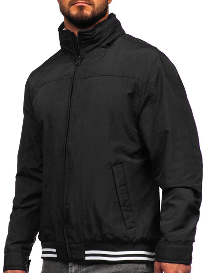 Chaqueta de entretiempo con capucha escondida para hombre negro Bolf 5M3101