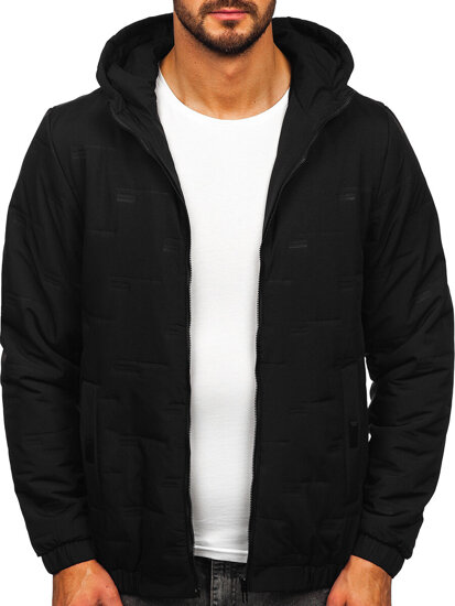 Chaqueta de entretiempo con capucha para hombre negro Bolf 5M3116