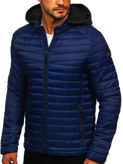 Chaqueta de entretiempo deportiva para hombre azul oscuro Bolf AB031