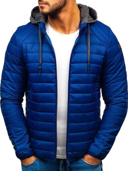 Chaqueta de entretiempo deportiva para hombre azul oscuro Bolf AB033