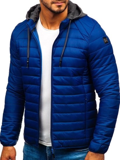 Chaqueta de entretiempo deportiva para hombre azul oscuro Bolf AB033