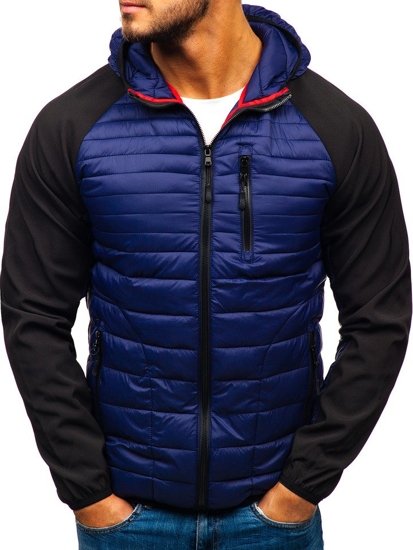 Chaqueta de entretiempo deportiva para hombre azul oscuro Bolf LY1020