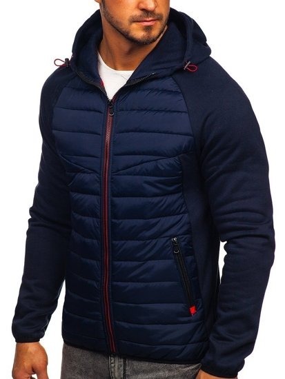 Chaqueta de entretiempo deportiva para hombre azul oscuro Ks1886