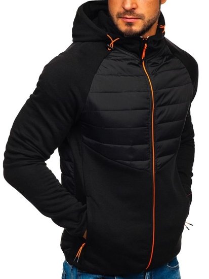 Chaqueta de entretiempo deportiva para hombre negra Bolf KS1885