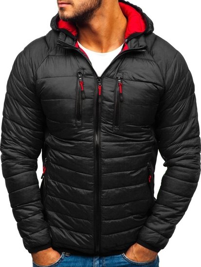 Chaqueta de entretiempo deportiva para hombre negra Bolf LY1019