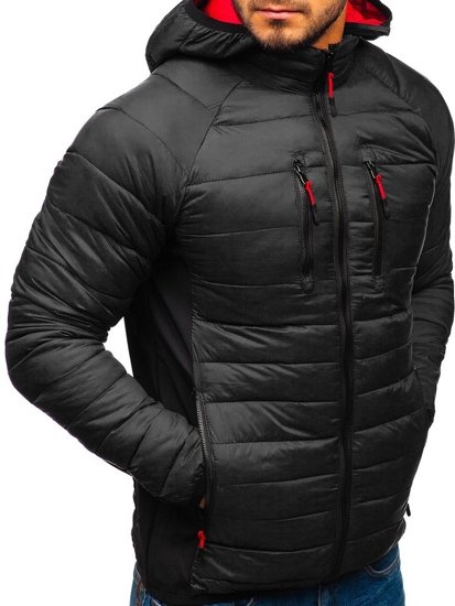 Chaqueta de entretiempo deportiva para hombre negra Bolf LY1019