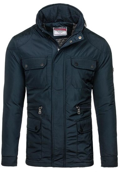 Chaqueta de entretiempo elegante para hombre azul oscuro Bolf 1668