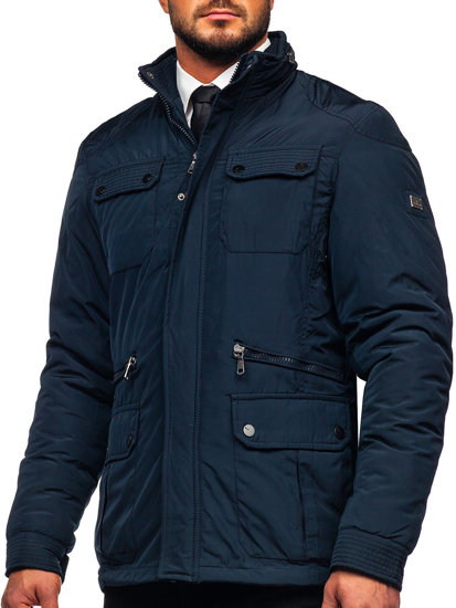 Chaqueta de entretiempo elegante para hombre azul oscuro Bolf 1668