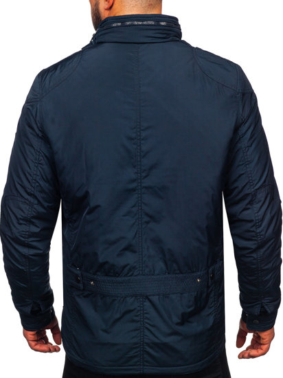 Chaqueta de entretiempo elegante para hombre azul oscuro Bolf 1668