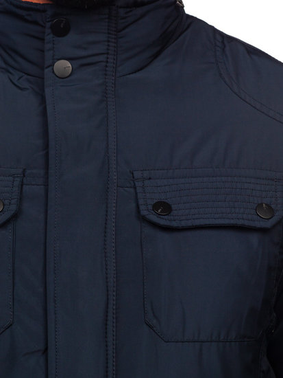 Chaqueta de entretiempo elegante para hombre azul oscuro Bolf 1668