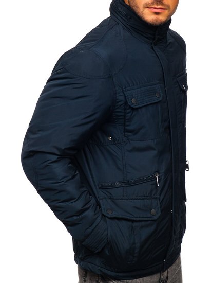 Chaqueta de entretiempo elegante para hombre azul oscuro Bolf 1668