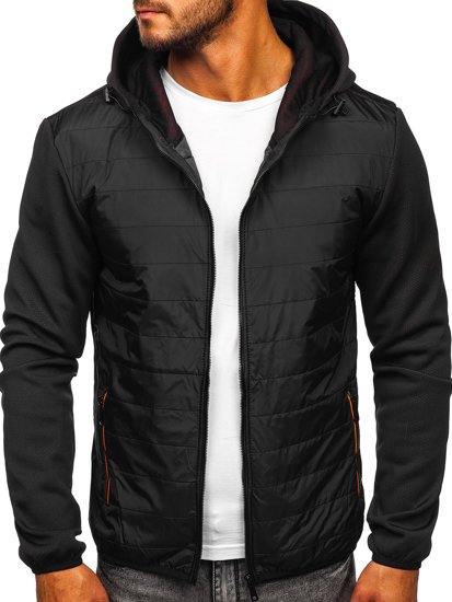 Chaqueta de entretiempo para hombre negro y naranja Bolf KS2160