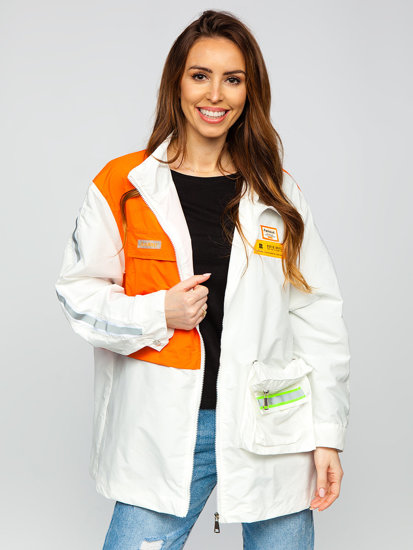 Chaqueta de entretiempo para mujer Bolf AG3010 blanco y naranja