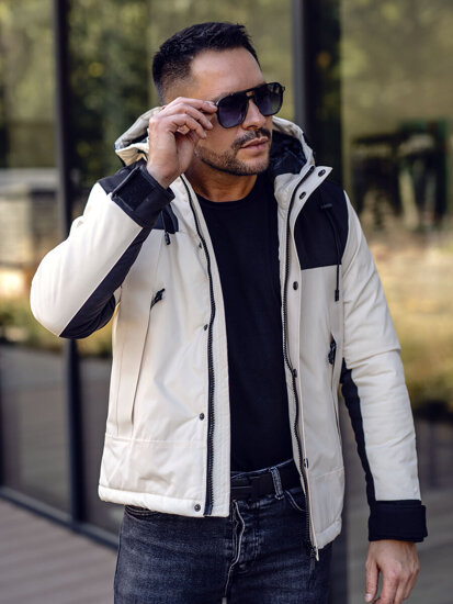 Chaqueta de invierno acolchada para hombre blanco Bolf J1905