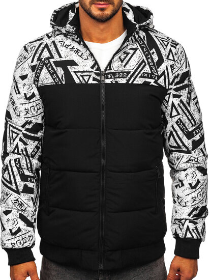 Chaqueta de invierno acolchada para hombre negra con estampado Bolf 31M5025