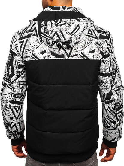 Chaqueta de invierno acolchada para hombre negra con estampado Bolf 31M5025