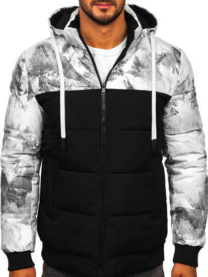 Chaqueta de invierno acolchada para hombre negra con estampado Bolf 31M5029