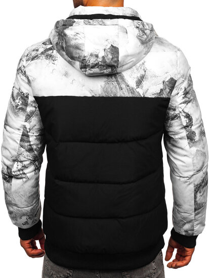 Chaqueta de invierno acolchada para hombre negra con estampado Bolf 31M5029