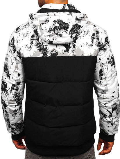 Chaqueta de invierno acolchada para hombre negra con estampado Bolf 31M5030