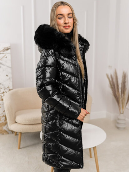 Chaqueta de invierno acolchada para mujer con capucha negro Bolf 16M9100