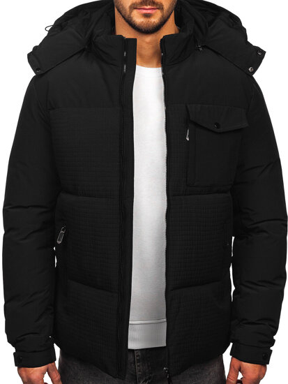 Chaqueta de invierno con capucha para hombre Negro Bolf 19M1292