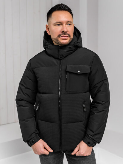 Chaqueta de invierno con capucha para hombre Negro Bolf 19M1292A1