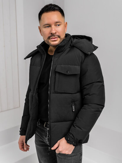 Chaqueta de invierno con capucha para hombre Negro Bolf 19M1292A1