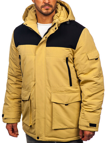 Chaqueta de invierno con capucha para hombre beige Bolf 22M322