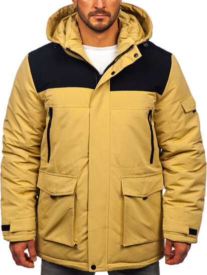 Chaqueta de invierno con capucha para hombre beige Bolf 22M322