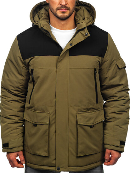 Chaqueta de invierno con capucha para hombre caqui Bolf 22M322